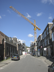 905904 Gezicht op de bouw van appartementengebouwen aan het begin van de Gansstraat te Utrecht, met op de achtergrond ...